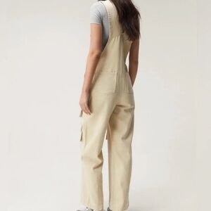 NWT ZARA Girls Cream Jumpsuit Overalls pockets in front size 13-14